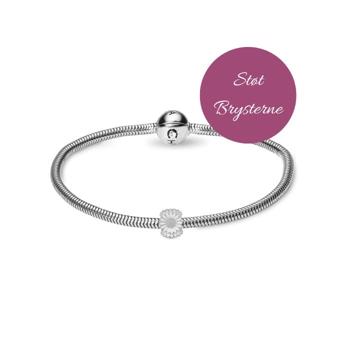 Støt Brysterne campaign 4 mm silver bracelet from Christina Jewelry, with silver daisy charm 