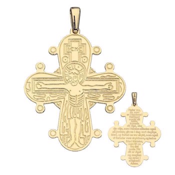 Dagmar Cross in 14 ct gold, Our Father - 15 x 13 mm