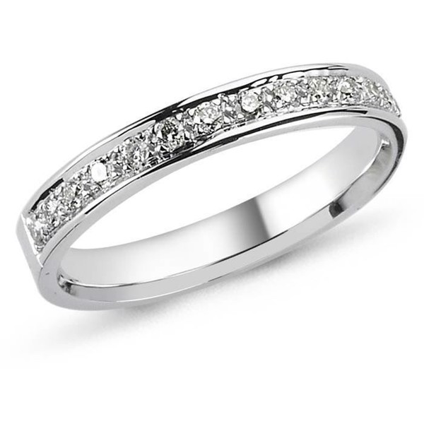 String 14 carat white gold ring with 9 pcs 0,01 carat diamonds 