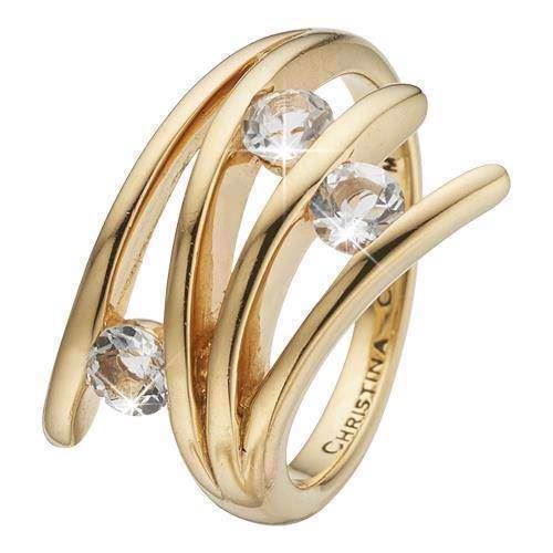 Christina Collect Gold-plated silver Balance Love with white topaz in clasp setting, model 4.1.B-59