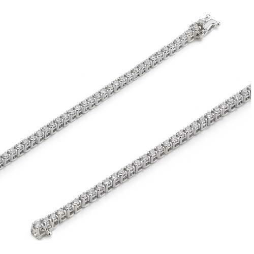 18 ct white gold tennis bracelet with 65 pcs 0,056 ct diamonds in quality Top Wesselton SI, 17 cm