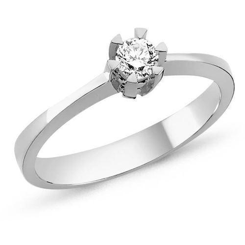 STAR 14 carat white gold ring with 0,15 carat brilliant Wesselton SI